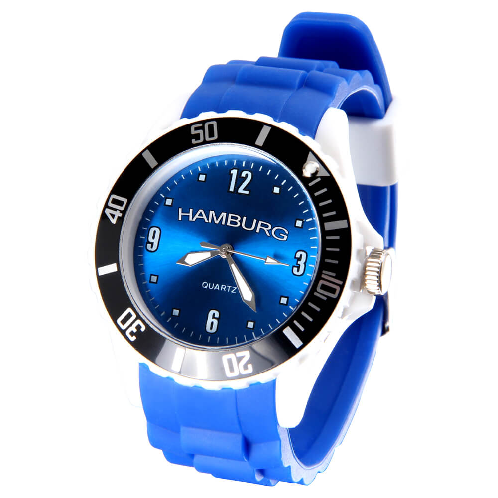 UR-254 Uhren Armbanduhren Städteuhren Fanartikel Hamburg blau Ø ca. 4,4 cm
