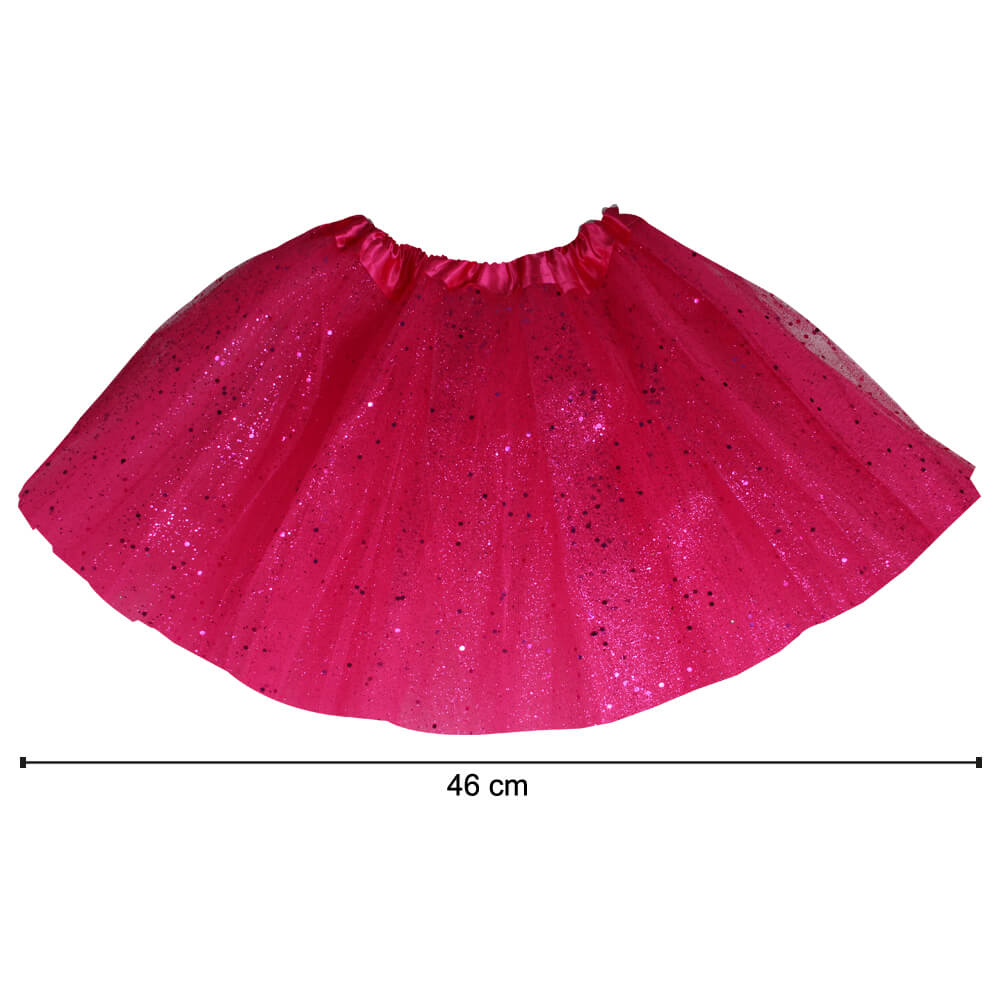 TUT-004 Kinder Tutu Petticoat Unterrock fuchsia Glitzer ca. 46 cm