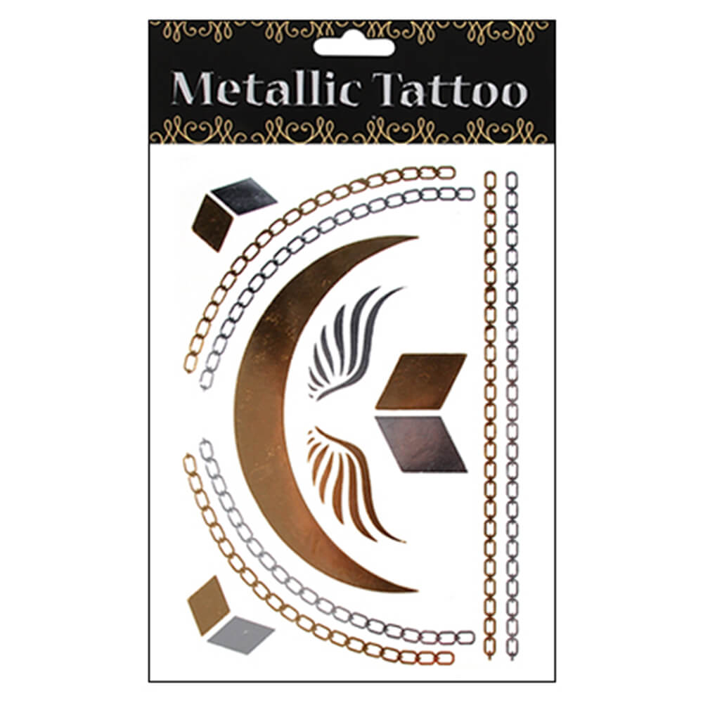 MT-37 Temporäre Tattoos Fake Tattoo  Ketten Flügel Formen silber kupfer Metallic Look
