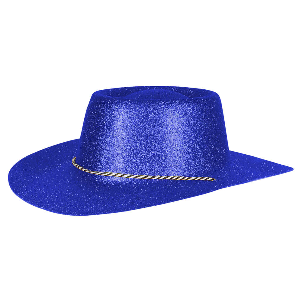 CW-55 Cowboyhüte Hüte blau glitzernd ca. 38 x 35 cm