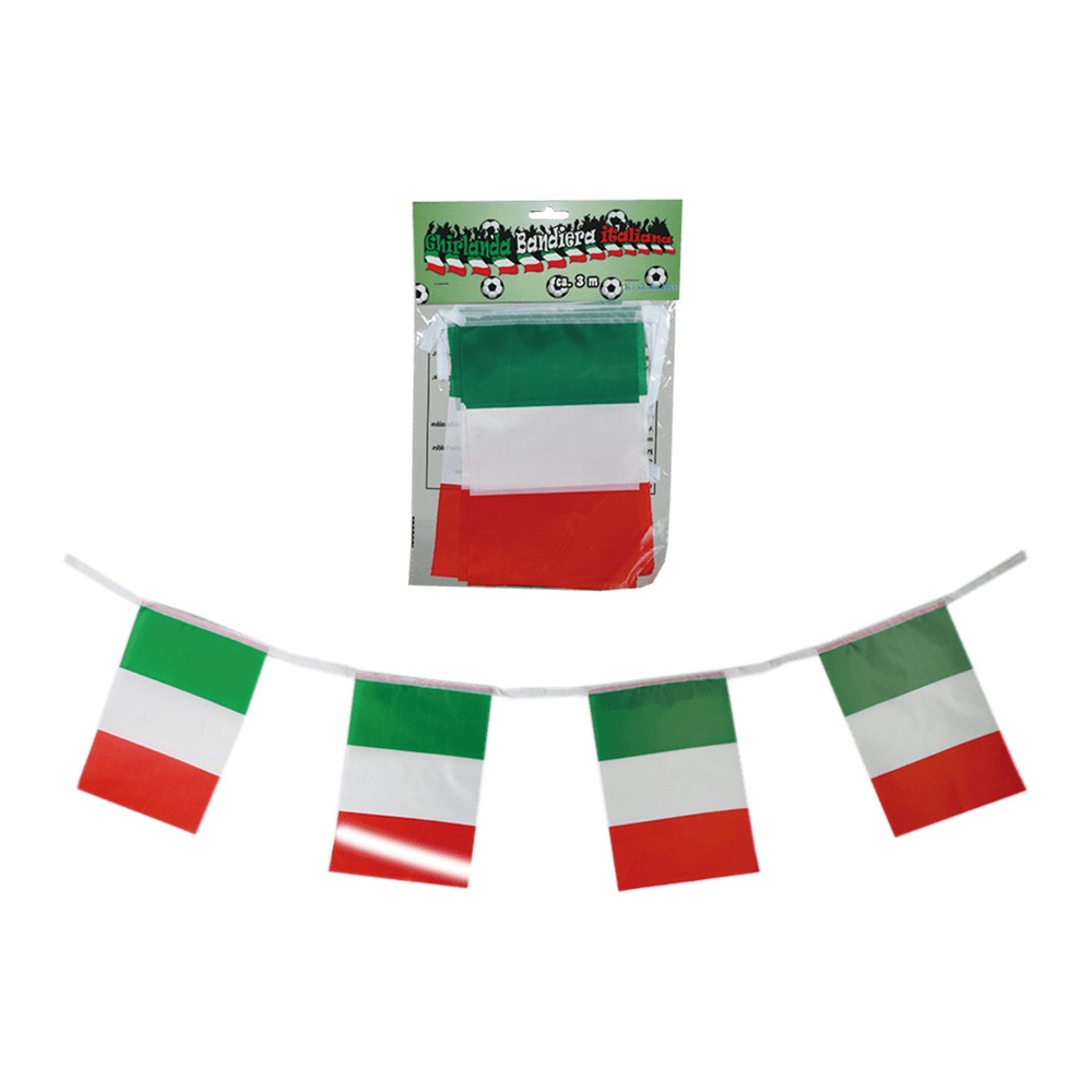 00-1016 Girlande, Italienflagge, L: ca. 3 m, Flaggen 21 x 14 cm, im Polybeutel mit Headercard