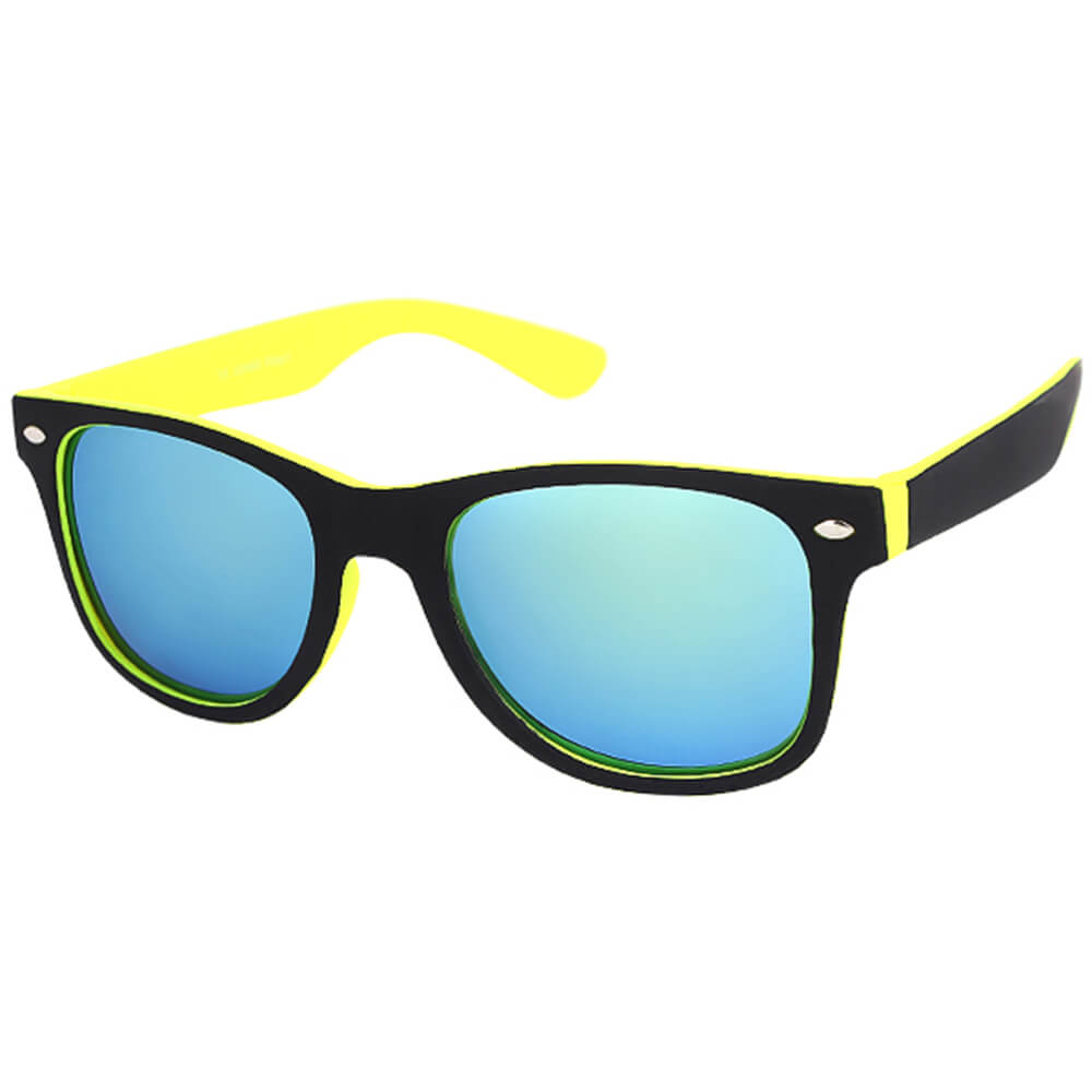 V-1236 VIPER Damen und Herren Sonnenbrille Form: Vintage Retro Farbe: schwarz, Innenseite gelb, Zierniete