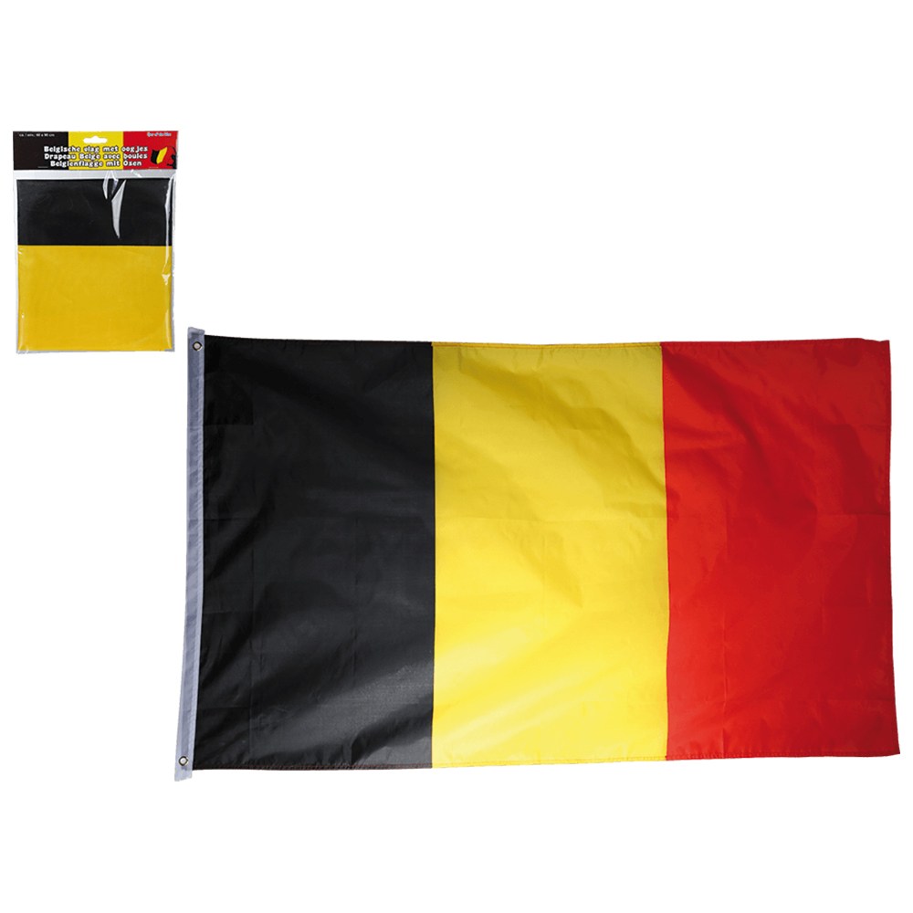 00-0861 Belgienflagge mit Metallösen, ca. 60 x 90 cm, im Polybeutel mit Headercard, 4800/PAL