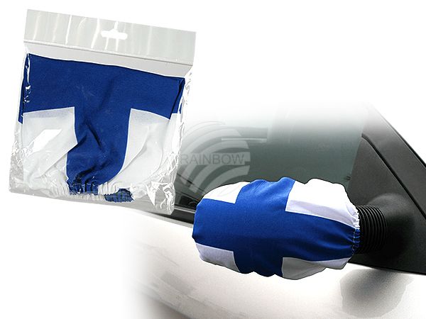00-0781 Außenspiegelfahne mit Gummizug, Finnlandflagge, 2er Set im Polybeutel zum Aufhängen, 5184/PAL