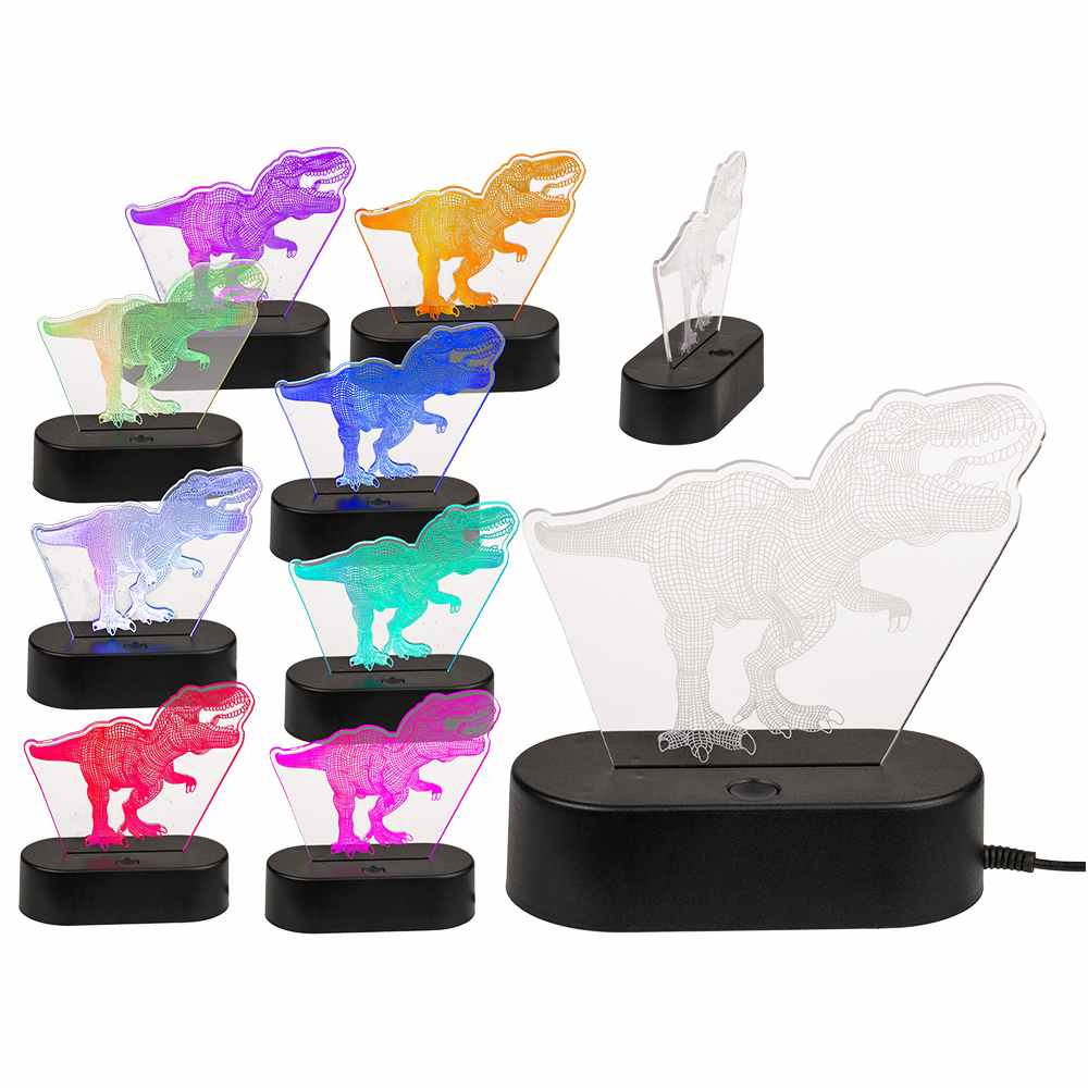 57-9834 3D-Leuchte, T-Rex, ca. 20 cm, aus Kunststoff, mit USB-Kabel, im Geschenkkarton, 840/PAL