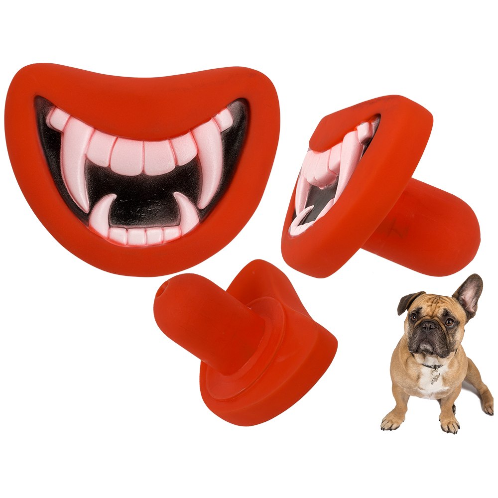 65-0305 Hunde-Spielzeug, Vampirzähne, ca. 9 x 7 cm, aus Kunststoff, auf Headercard