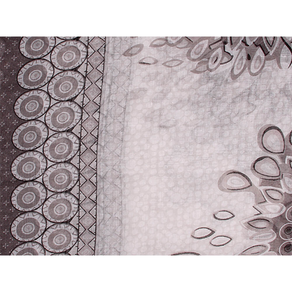 SCH-1351a Damen Loop Schal Kreise Blumen grau schwarz