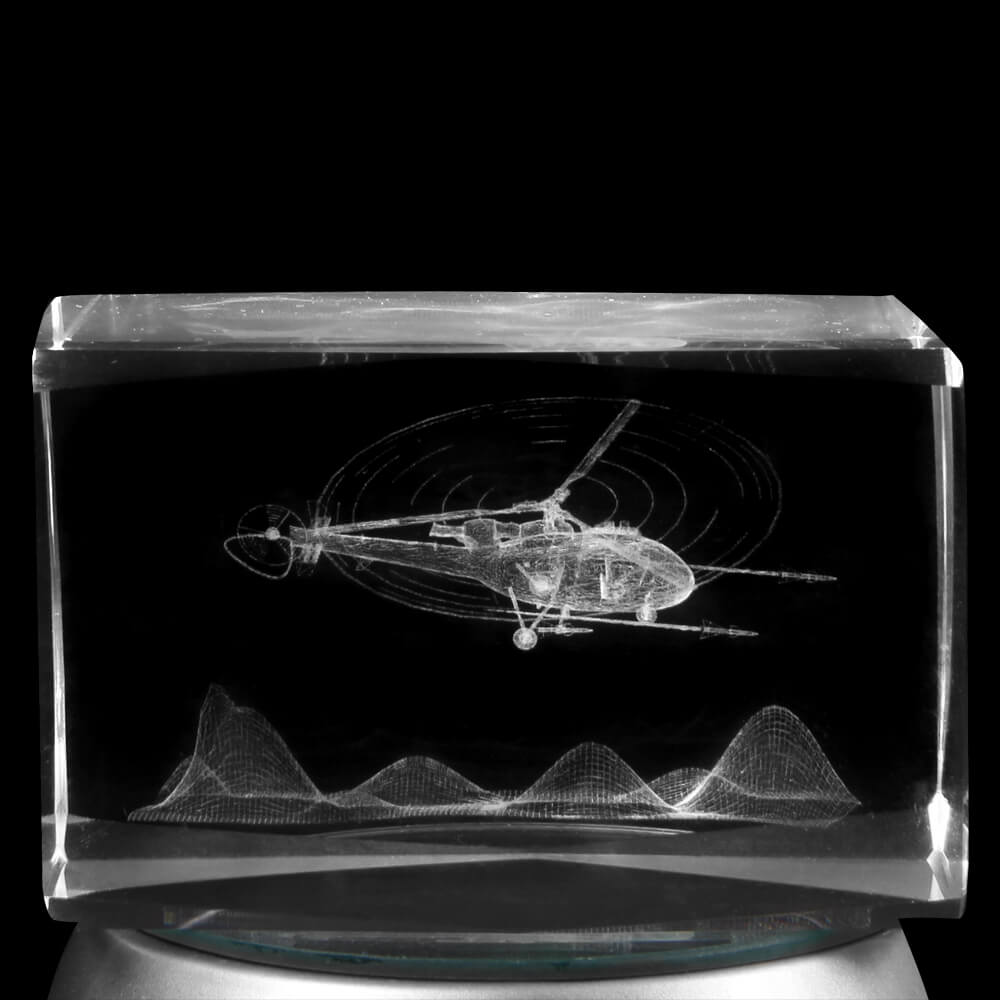 KQ-117 Kristall Quader Motiv: Helikopter Farbe: klar