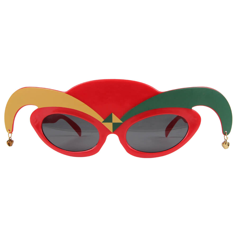 F-027 Fun Party Brille Form: Harlekin, Joker Farbe: schwarz, orange, rot