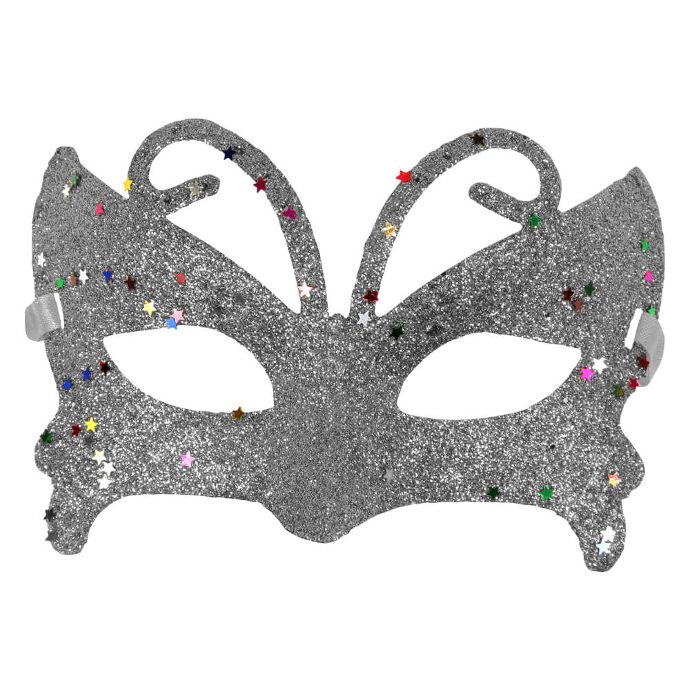 MAS-mix24 Maske Masken Karneval Fasching Schmetterling silber