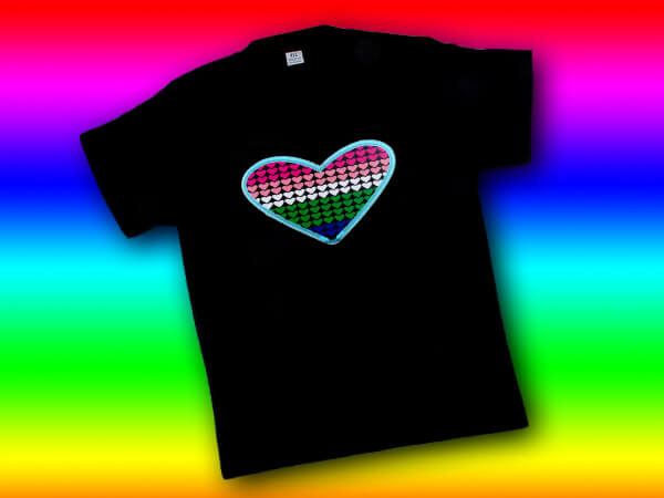 Shirt-04 EL Folie  weiss Motiv:  Herzen im Herz