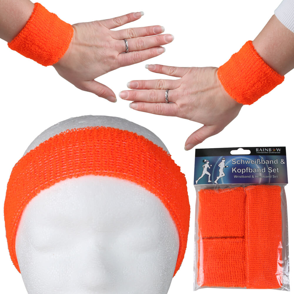 SBA-24 Schweißband Kopfband Set einfarbig neon orange