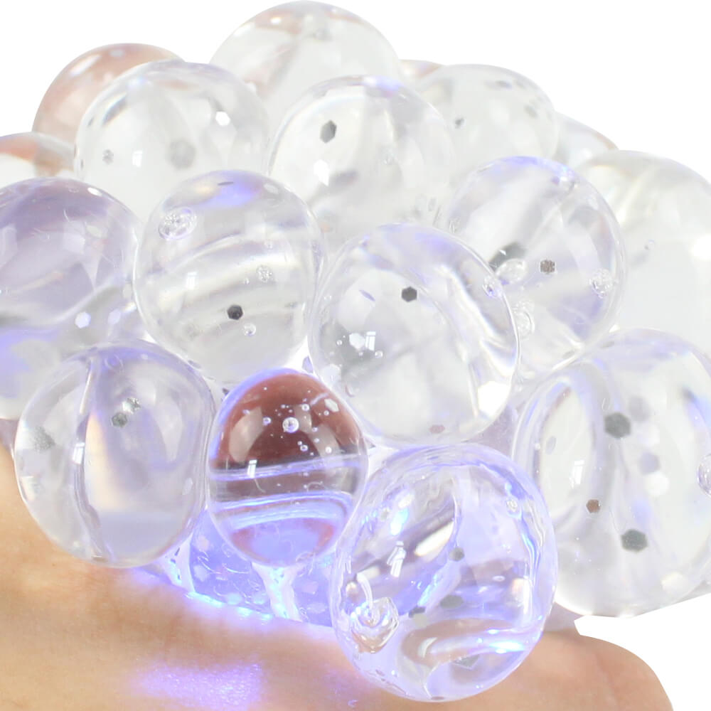 SQ-405 Squishy Mesh Squeeze Balls LED Glitzer Display 12 Stück