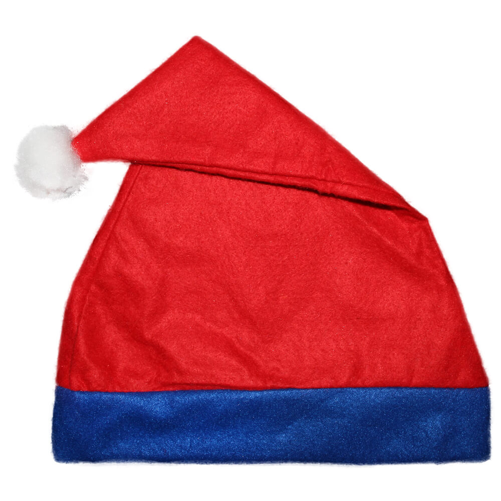 WM-43 Weihnachtsmütze Nikolausmütze rot mit blauem Rand  