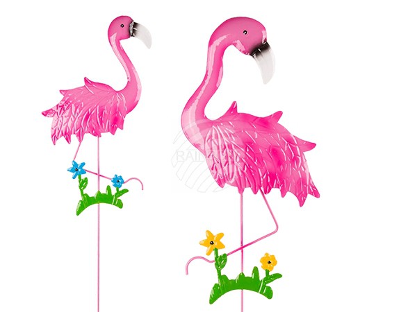 220138 Metall-Gartenstecker, Flamingo, ca. 15 x 60 cm, 2-fach sortiert, 480/PAL