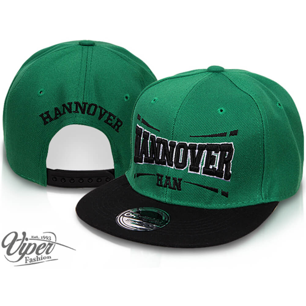 CAP-HAN01 Snapback Flatbrim Cap "Hannover" Farbe: grün / schwarz