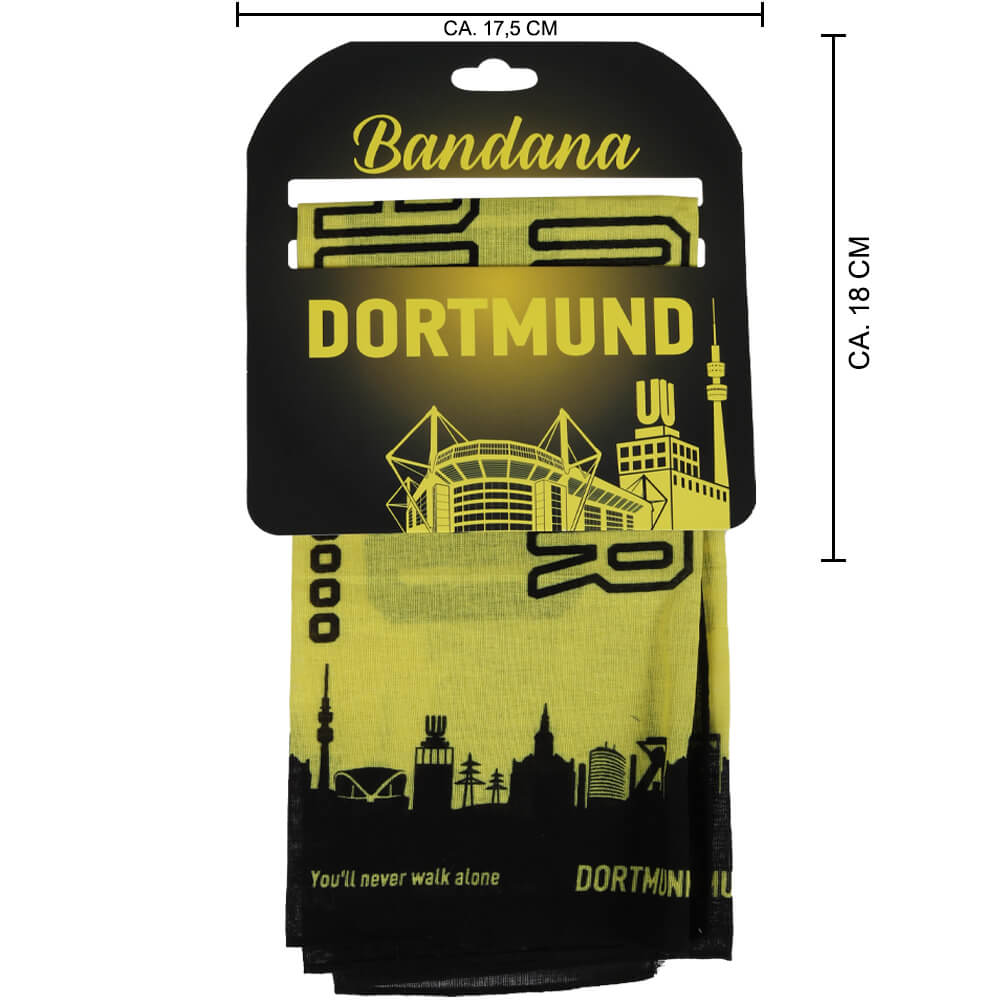 BA-307 Bandana Kopftuch Halstuch Design:Dortmund Schriftzug schwarz gelb