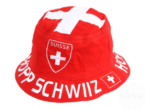 SOH-CH Hut Sommerhut Schriftzug Hopp Schwiiz Flagge Suisse rot weiß