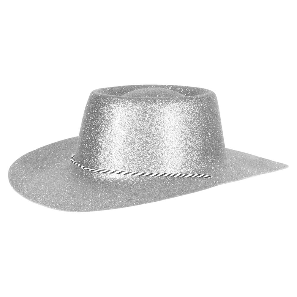 CW-51 Cowboyhüte Hüte silber glitzernd ca. 38 x 35 cm