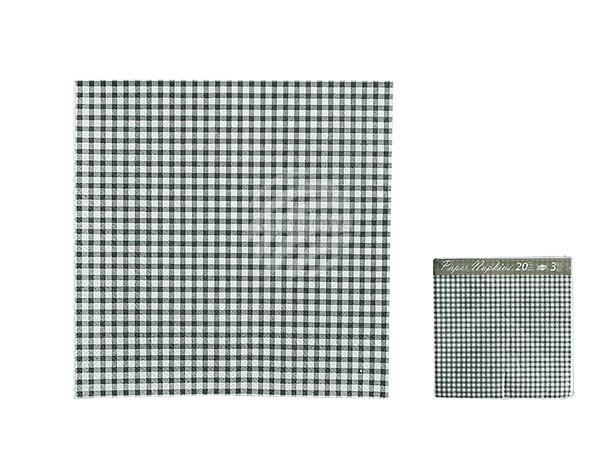 145122 Papier-Servietten, grau/weiß kariert, ca. 33 x 33 cm, 3-lagig, 20 Stück im
