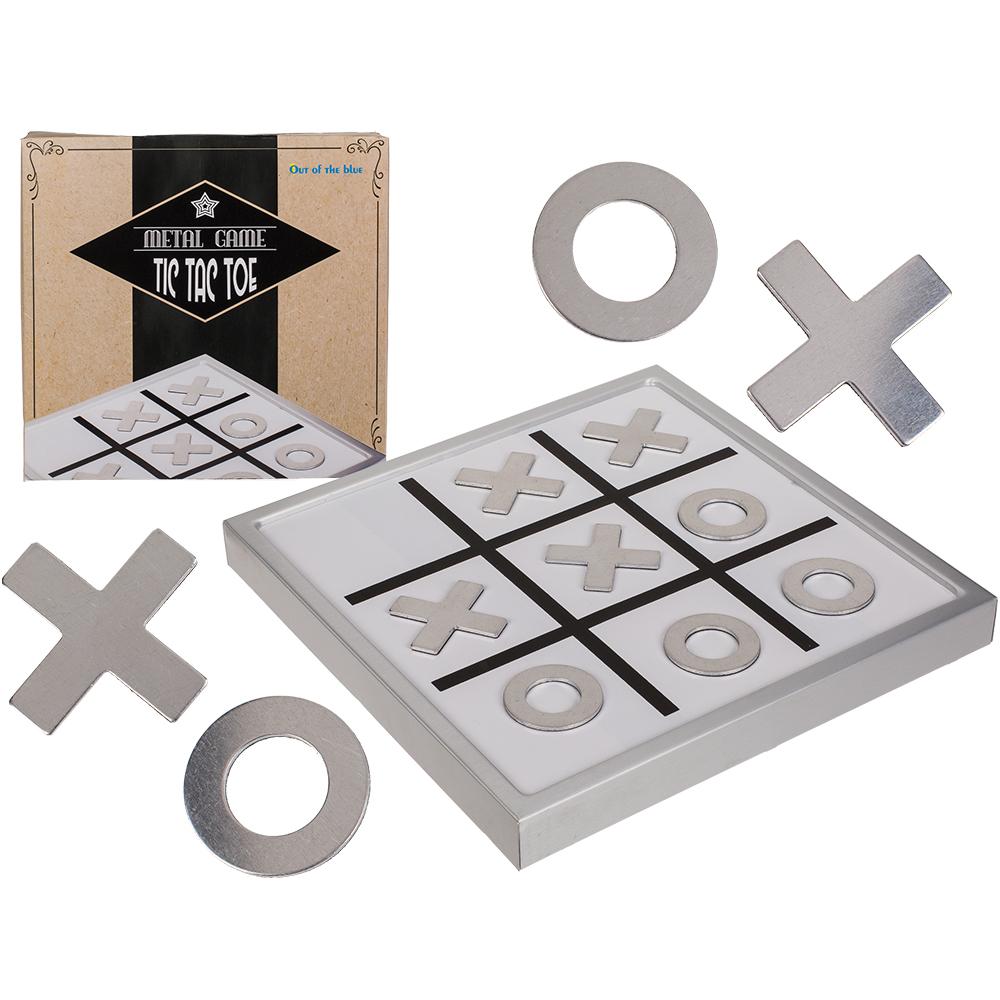 63-2027 Metall-Spiel, Tic Tac Toe, ca. 24,5 x 24,5 cm, in Geschenkverpackung