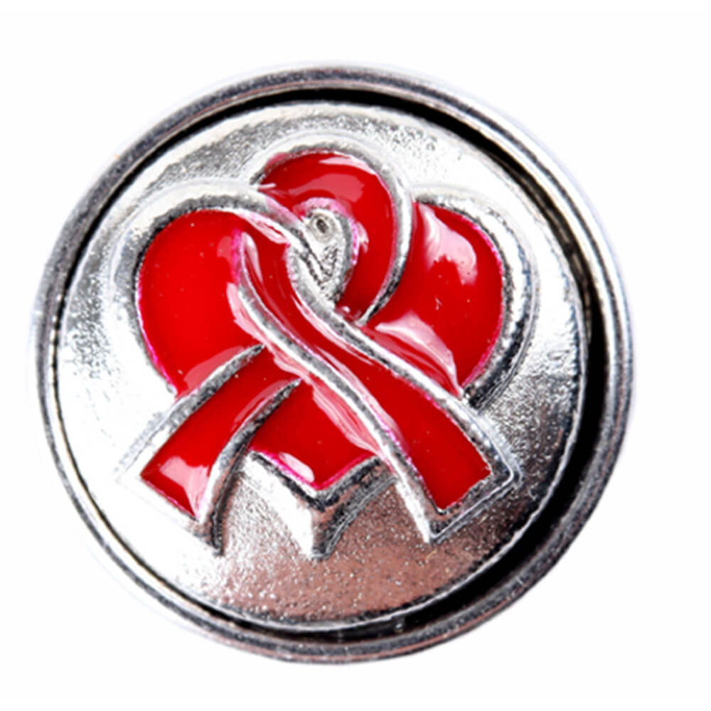 A-ch98 Chunk Button Design: Herz und Schleife Farbe: rot silber