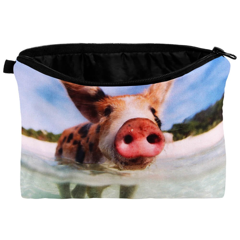 KT-040 Kosmetik Tasche mit Motiv "Schweinchen am Strand"