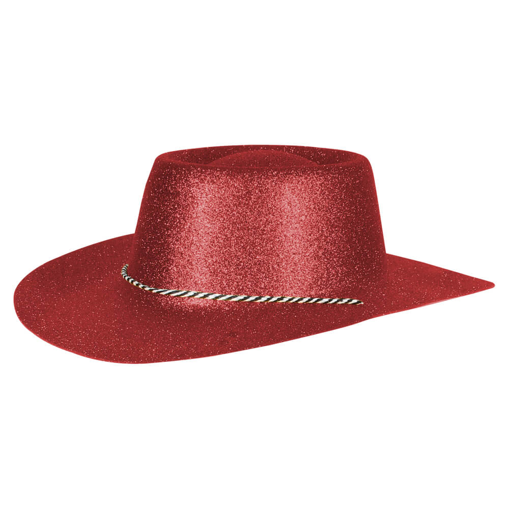 CW-53 Cowboyhüte Hüte rot glitzernd ca. 38 x 35 cm