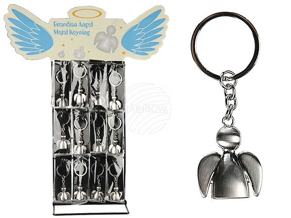 24-1035 Gebürsteter Metall-Schlüsselanhänger, Engel, ca. 3,5 cm, 48 Stück auf Display, 4032/PAL