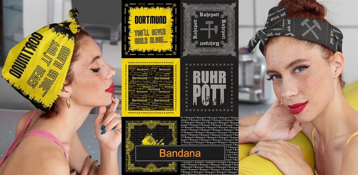 Model mit Dortmund und Ruhrpott Motiv Bandana