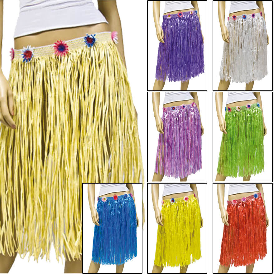 BR-l-MIX Baströcke Hawaii Röcke lang Mix verschiedene Farben ca. 60 cm Kunstbast