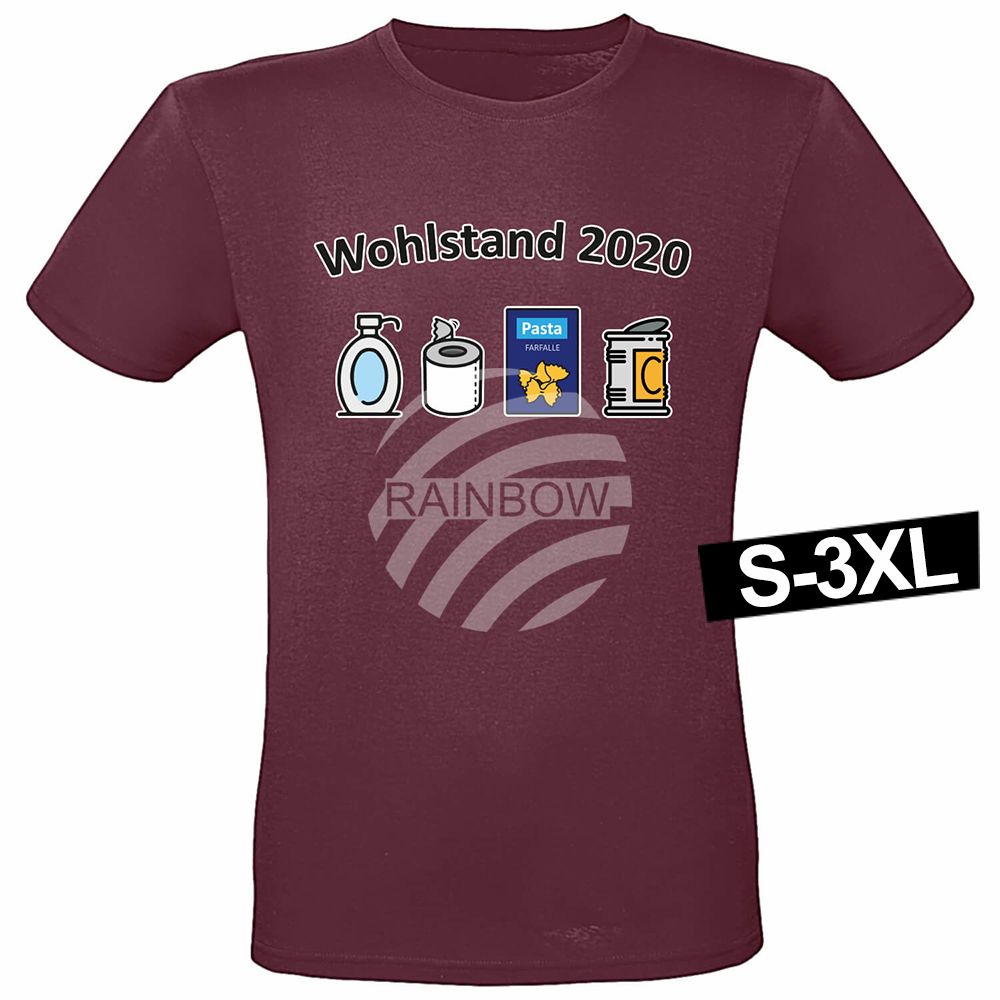 Shirt-003b Motiv T-Shirt Shirt Wohlstand 2020 Weinrot