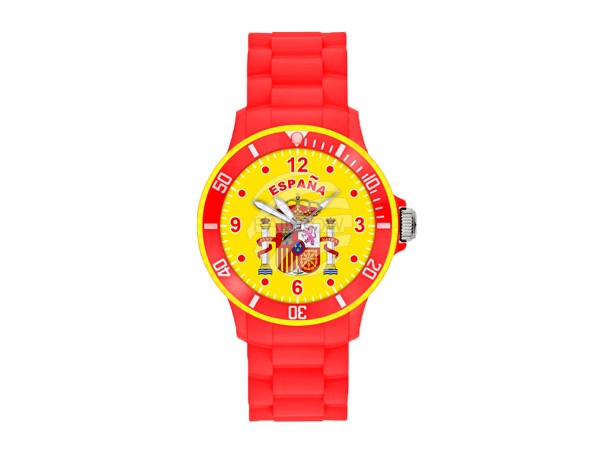 UR-ESP Uhren Armbanduhren Länderuhren Spanien rot Ø ca. 4,4 cm