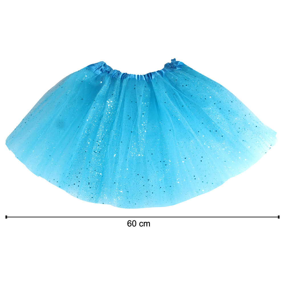 TUT-011 Tutu Petticoat Unterrock hellblau Glitzer ca. 60 cm