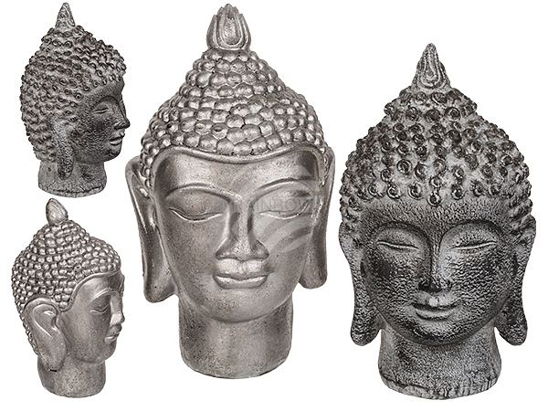 190420 Polyresin-Figur, Buddha-Kopf, ca. 9 x 16 cm, 2-fach sortiert
