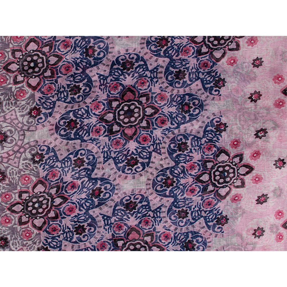 SCH-1326a Damen Loop Schal Blumen rosa blau schwarz