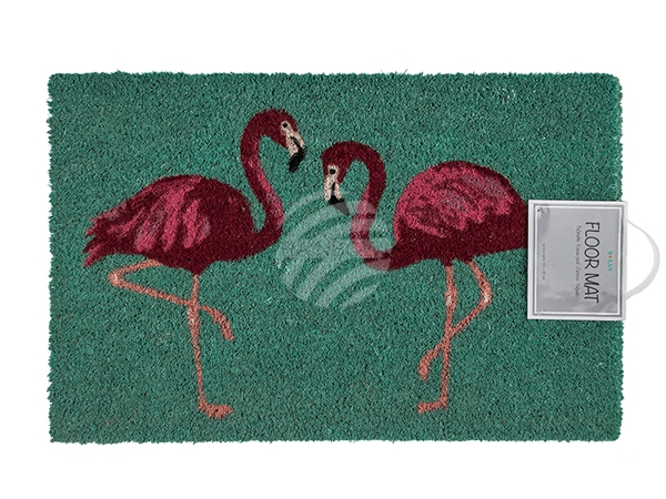 145412 Fußmatte, Flamingo, ca. 60 x 40 cm, mit Headercard zum Aufhängen, 300/PAL