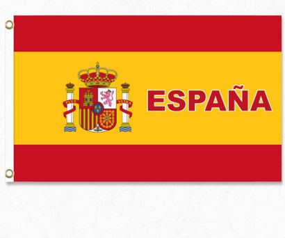WM Flagge Spanien mit Laendernamen