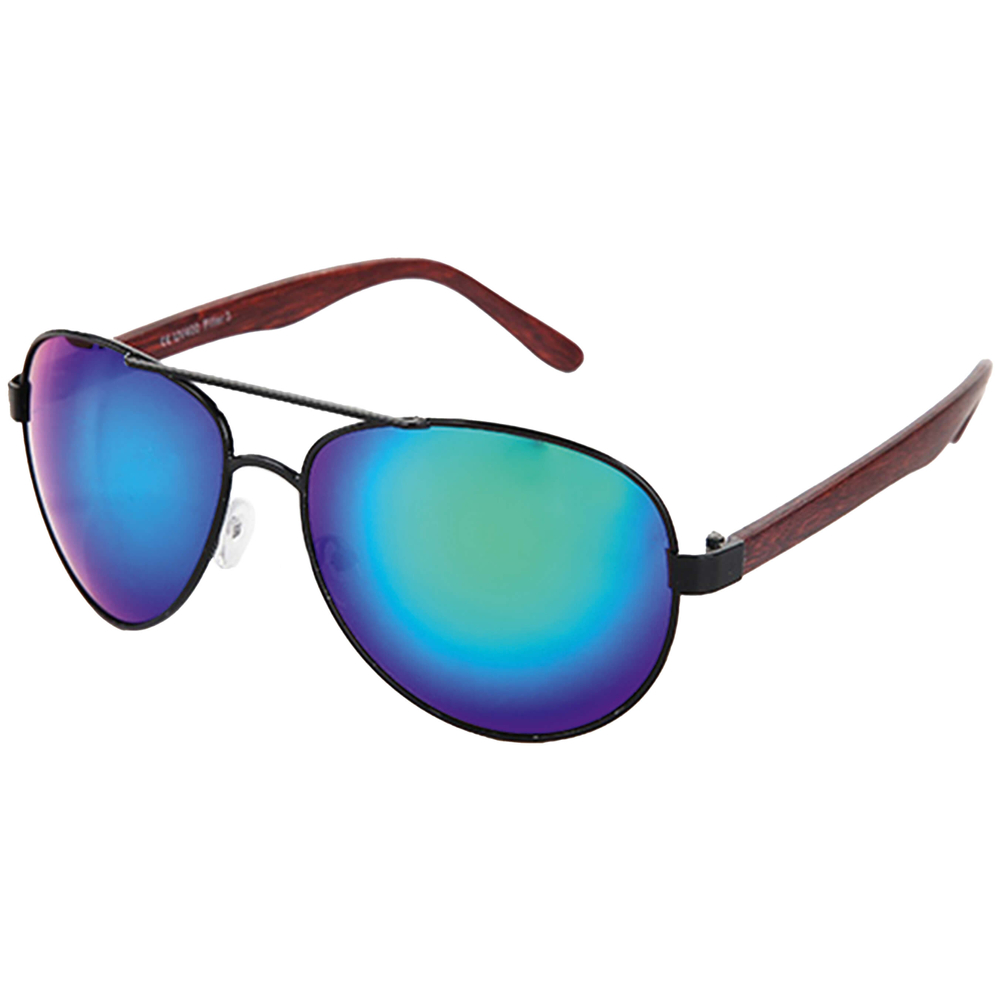 V-1296 VIPER Damen und Herren Sonnenbrille Form: Pilotenbrille Farbe: silber und gunmetal sortiert, Bügel in Holzoptik