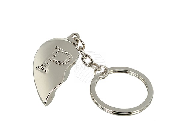 24-1075 Metall-Schlüsselanhänger, Broken Heart, Buchstabe P (beidseitig), 3456/PAL