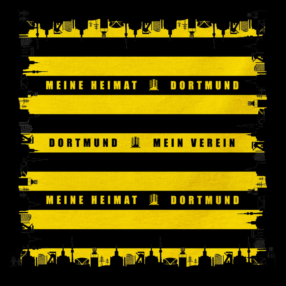 BA-305 Bandana Kopftuch Halstuch Design:Dortmund Schriftzug Skyline schwarz gelb