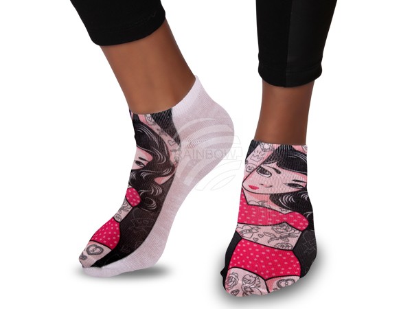 SO-45 Motiv Socken Design:Rockabilly Frau Farbe: mehrfarbig