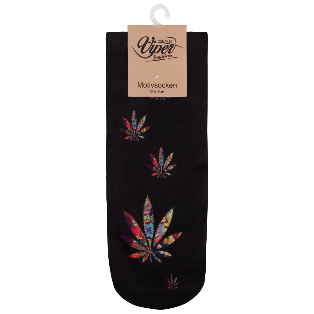 SO-L053 Motiv Socken Weed Hanf Cannabis multicolor