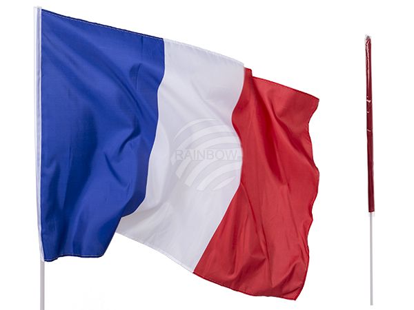 00-0862 Frankreichflagge, ca. 60 x 90 cm, mit 100 cm Kunststoffstab