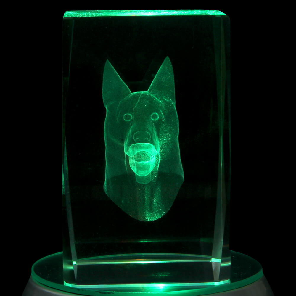 KQ-066 Kristall Quader Motiv: Hund Farbe: klar