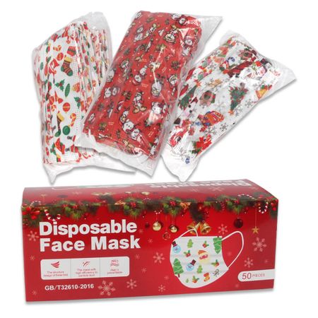 AM-23mix Paket mit Mundschutz Motivmasken bedruckte Masken 3-lagig verschiedene Motive Weihnachten Weihnachtsmotive Weihnachtsmann Süßigkeiten