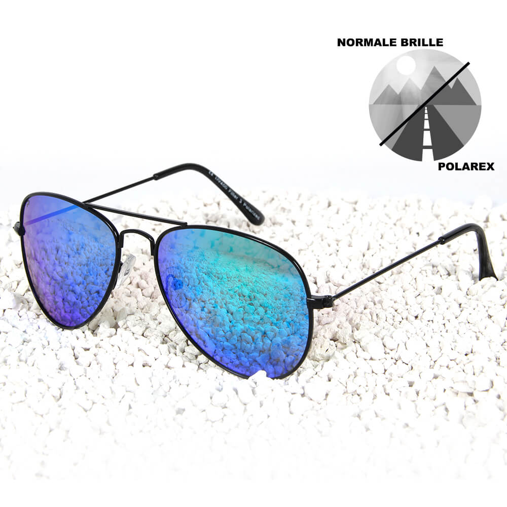 P-009 POLAREX Sonnenbrille polarisierte Pilotenbrille schwarz