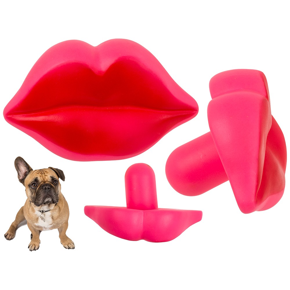 65-0304 Hunde-Spielzeug, Hot Lips, ca. 13 x 8 cm, aus Kunststoff, auf Headercard