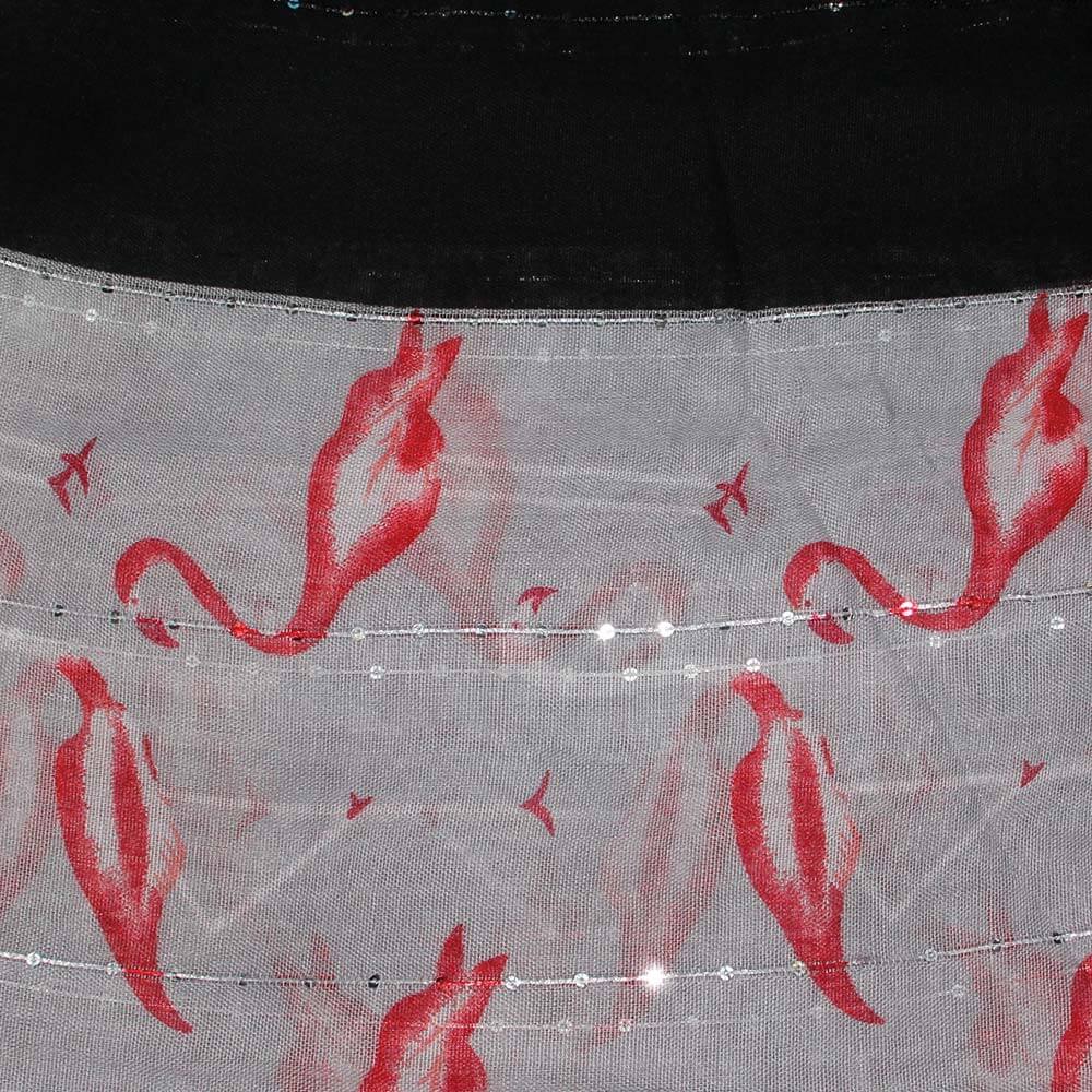 SCH-1635a Damen Schal mit Pailletten Flamingos grau schwarz