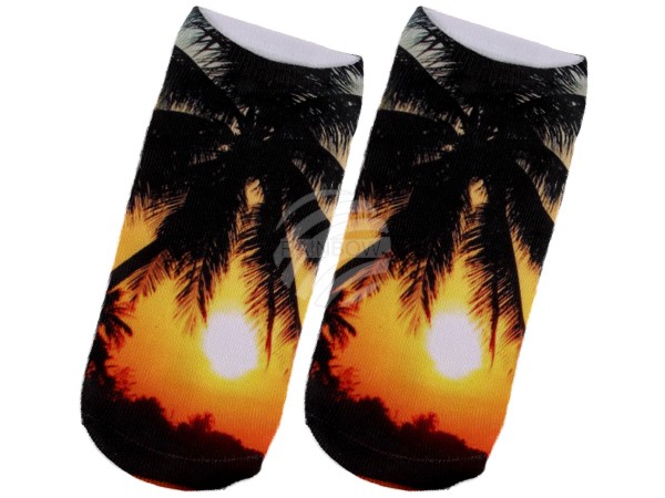 SO-103 Motiv Socken Design:Sonne und Palmen Farbe: schwarz